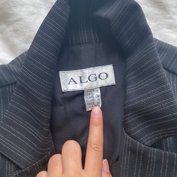 Black with thin white stripes women's blazer - Picture 2 of 4